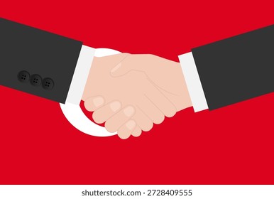 Zwei Geschäftsmann schüttelt Hand vor der Flagge der Türkei. Vektorgrafik.
