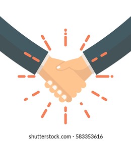 Two businessman shaking hand. Strong and firm. modern flat style illustration