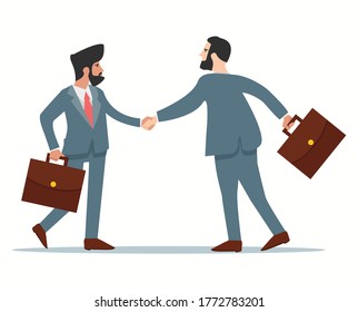 Two businessman shaking hands in suits