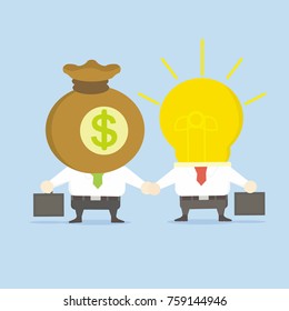 Two  Businessman shaped idea and money,Business concept