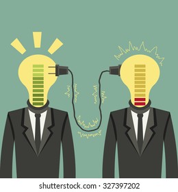 two businessman share and brainstorming idea together