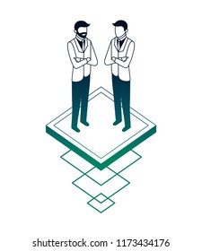 two businessman standing characters isometric