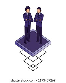 two businessman standing characters isometric