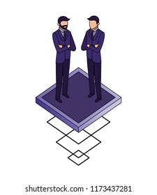 two businessman standing characters isometric