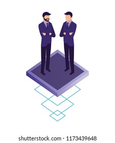two businessman standing characters isometric