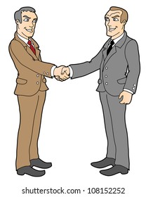 two businessmans; handshake; business concept; isolated  vector illustration