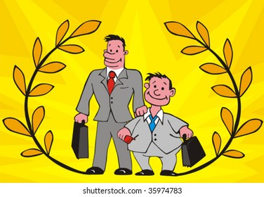 two businessmans of the partner in ray of the glory