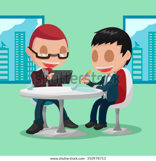 Two Businessmen Cartoon Character Meeting Vector Stock Vector (Royalty ...