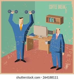 Two businessmen, coffee break in office