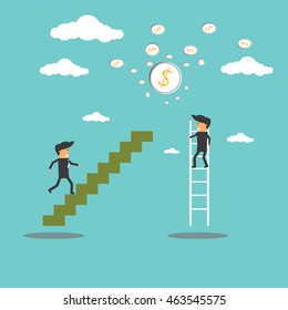Two businessmen concept compete profitably., vector 