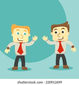 Two businessmen discussing vector illustration, dialog, dialogue