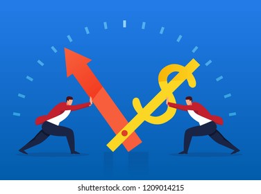 Two businessmen drive the operation of time and money