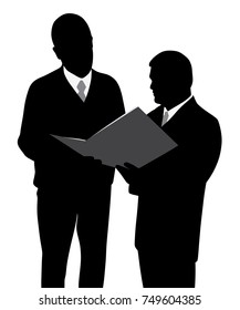 Two businessmen engineers or architects looking at a new project plan