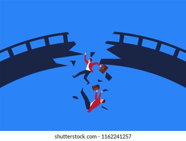 Two businessmen fell from the broken bridge