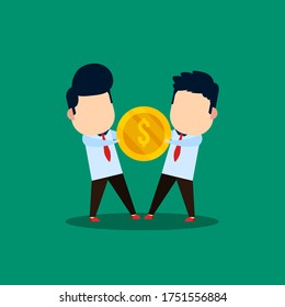 two businessmen fighting over coins svg