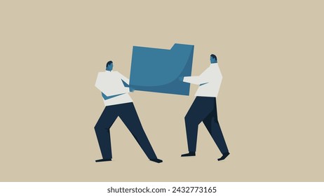 Two businessmen are fighting over files.