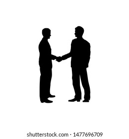 Two Businessmen Handshake. Men Silhouette Business Colaboration Symbol. Agreement Concept