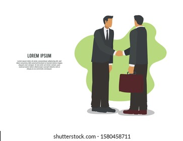 Two businessmen having handshake. Simple flat illustration