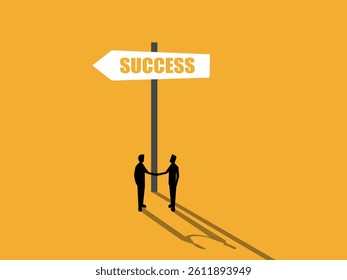 Two businessmen join hands and succeed in business