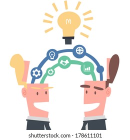 Two Businessmen Linking Idea