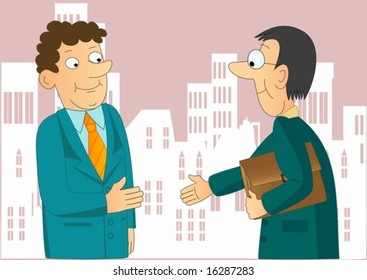 two businessmen are making an agreement