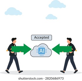 Two Businessmen Moving AI Cloud Accepted Proposal Together