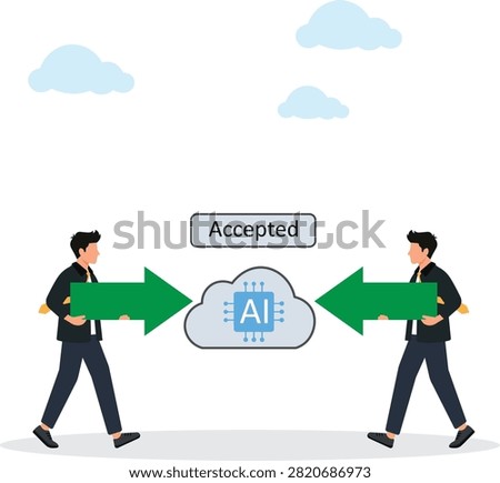 Two Businessmen Moving AI Cloud Accepted Proposal Together