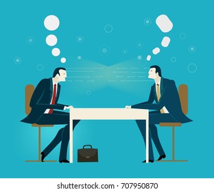 Two businessmen on the meeting discussing the deal. Business concept illustration