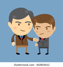 Two businessmen, one senior and one young, shaking hands, Business concept