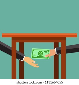 Two Businessmen Passing Money Under The Table.Vector Illustration.