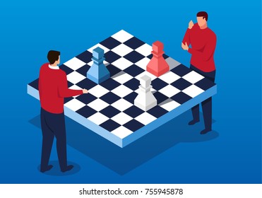 Two businessmen are playing chess