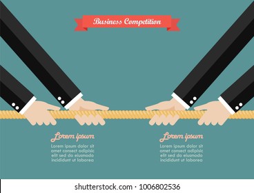 Two Businessmen pull the rope competition. Business market competition