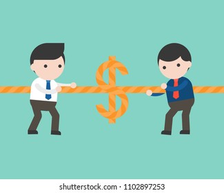 Two Businessmen Pulling Rope, Tug Of War Money Game