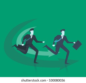 Two businessmen running a race.