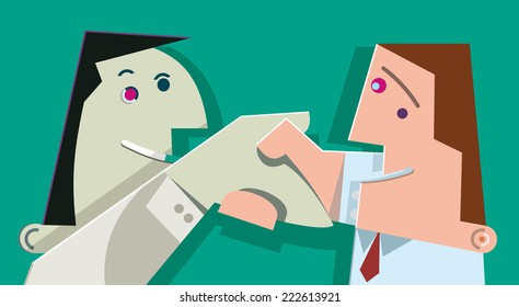 Two businessmen shaking hands.