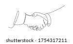 two businessmen shaking hands. Continuous one line drawing illustration vector 
