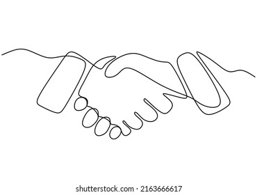 two businessmen shaking hands. Continuous one line drawing illustration vector