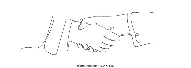 two businessmen shaking hands. Continuous one line drawing 