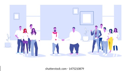 two businessmen shaking hands during meeting businesspeople team leaders hand shake agreement deal concept full length sketch horizontal