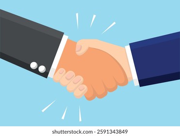 Two businessmen shaking hands, friendly handshake after getting a job or signing a contract, New beginnings of frienship