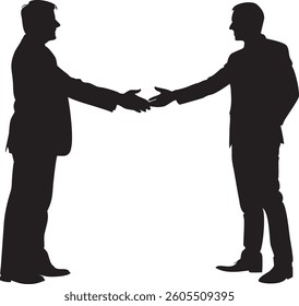 Two businessmen shaking hands silhouette in a business meeting