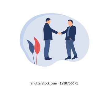 Two businessmen shaking hands, Vector illustration flat.