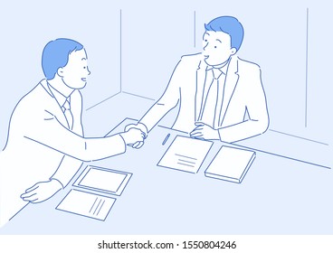 Two  businessmen shaking hands.Eps10 vector.