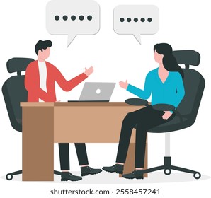 Two businessmen sitting opposite each other in formal sitting in one-to-one business meeting
