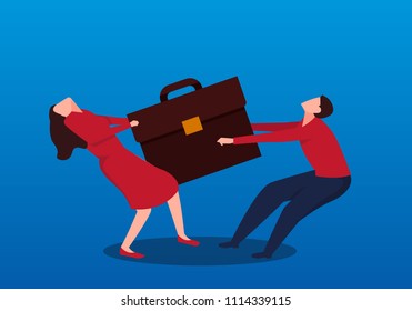 Two businessmen snatching a briefcase