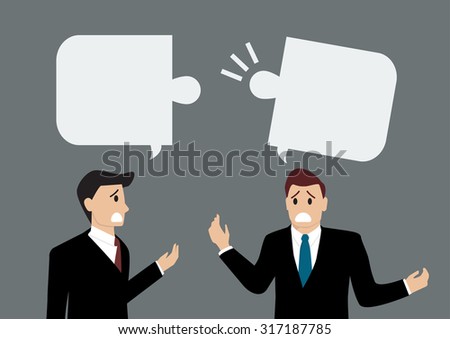 Two businessmen are talking differently. Business concept