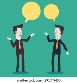 Two businessmen talking and discussing