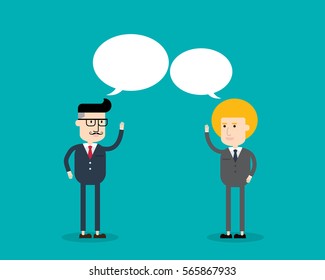 Two businessmen talking and discussing