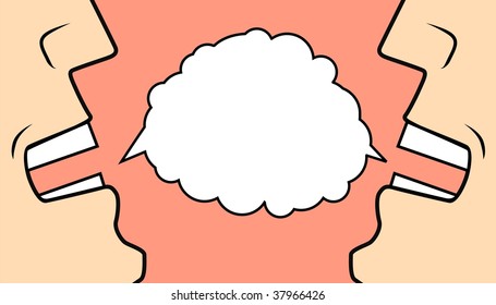 Two businessmen talking . Retro style vector.