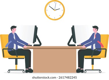 Two Businessmen working overtime. Business stress concept

